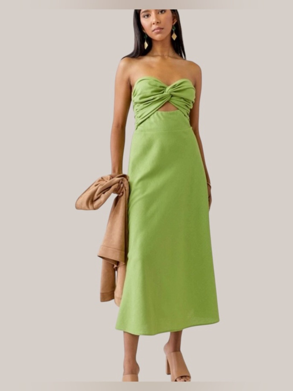 Audrey Parks Francesca's Collections Strapless Twist-Front Midi Dress size M